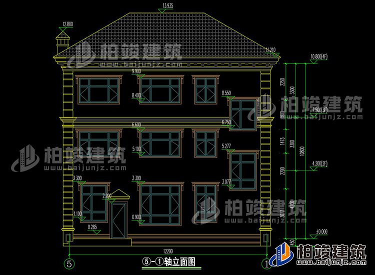 背立面图